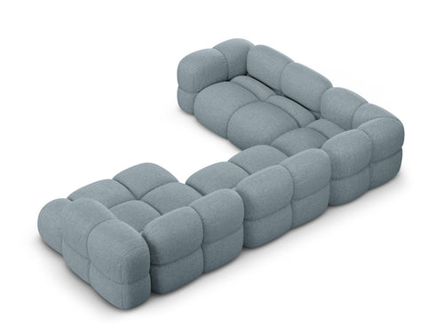 Cosmopolitan Design Panoramische hoekbank links Loretto 5-zits, structurele stof pastelblauw - 250x345x68cm