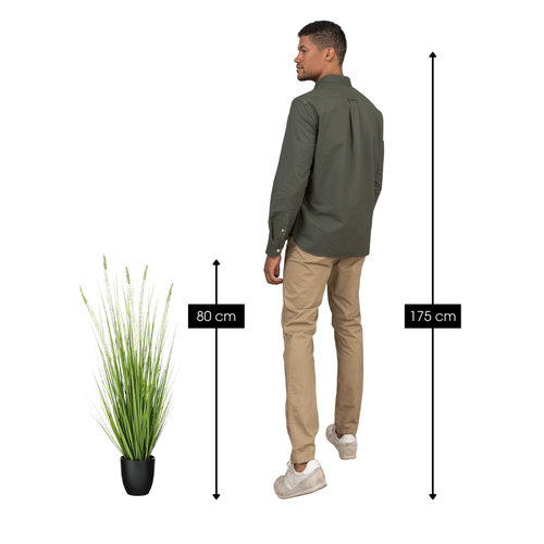 Mica Decorations Eremurus – Kunstgras in Pot – Realistische Nepplant Woondecoratie – Kunstplanten voor Binnen en Buiten – H80 x Ø25 cm – Groen, Wit