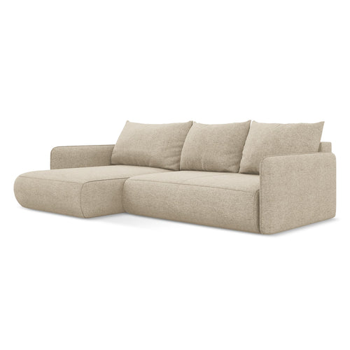 LaMiaSofa hoekbank links Palermo - chenille stof - donkerbeige - 240x148x86