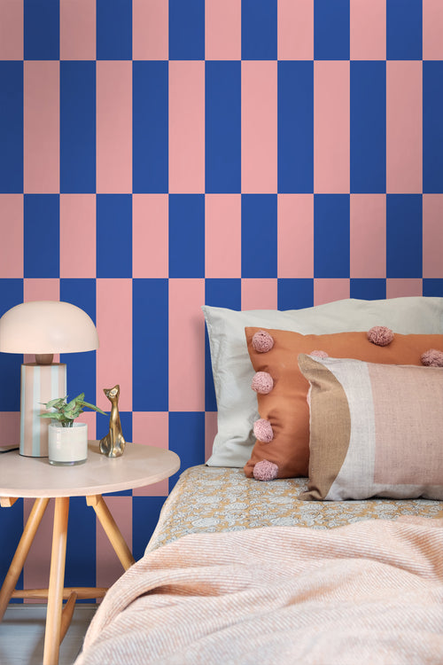 ESTAhome behang streep roze en koningsblauw - 50 x 900 cm - 130921 - vtwonen shop