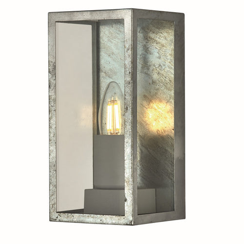 Box II Buitenwandlamp, zilver en helder glas, IP44