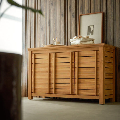 Tikamoon Opbergmeubel van massief teakhout, 125 cm - Naturel
