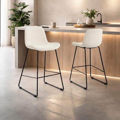 Nolon Nino-Fé Barkruk Rib Beige - Zwart Onderstel - 65 Cm