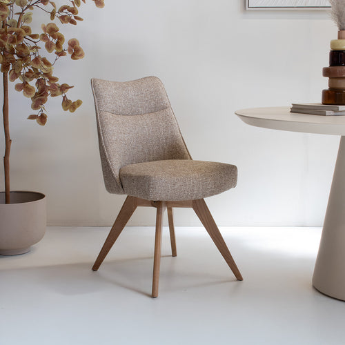 DÉJA Living Eetkamerstoel Meau - Taupe/Naturel - Draaibaar - Set van 2