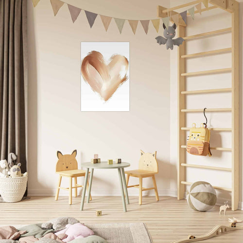 Poster Warm bruin hart   - A4 21x29.7 cm - Bruin