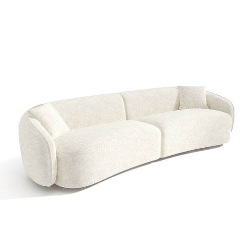 Sia Home - Rechte bank CELINE - Fluweel met reliëf - Crème - 260cm