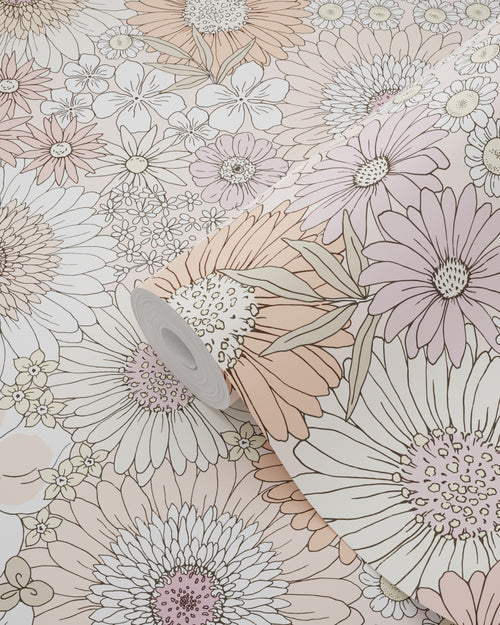 ESTAhome behang retro bloemen beige en roze - 50 x 900 cm - 131313 - vtwonen shop