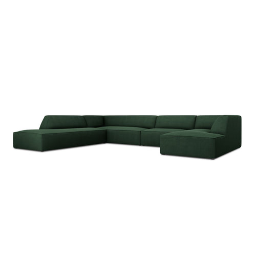 Cosmopolitan Design - Panoramische hoekbank links Siena 7-zits, structurele stof groente - 273x366x69cm