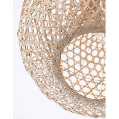 Merano Alexandria Koepel Hanglamp Plafondlamp Natuurlijk Bamboe Zwart Stof Draad, Lampvoet LED E27