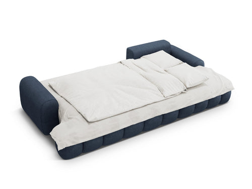 Cosmopolitan Design Converteerbare hoekbank rechts met opbergdoos Linz 3-zits, structurele stof donkerblauw - 142x275x84cm