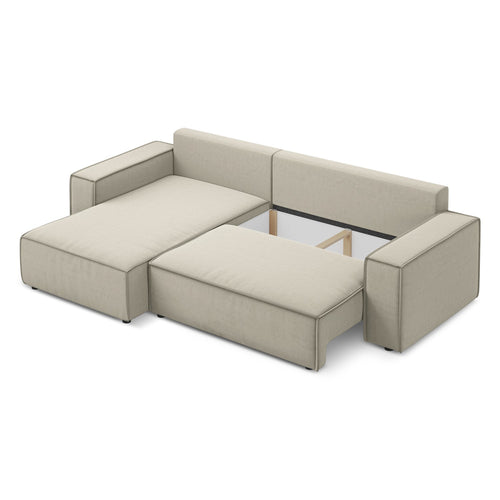 LaMiaSofa hoekbank links Livorno - velours - parel - 290x185x82