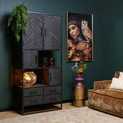 StarFurn Vakkenkast New York - Zwart Hout - 90x45x200cm