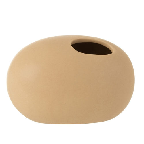 J-Line vaas Ovaal - keramiek - beige - small - 2 stuks - Ø 10 cm - vtwonen shop