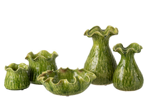 J-Line bloempot Ronny Onregelmatig - keramiek - groen - large