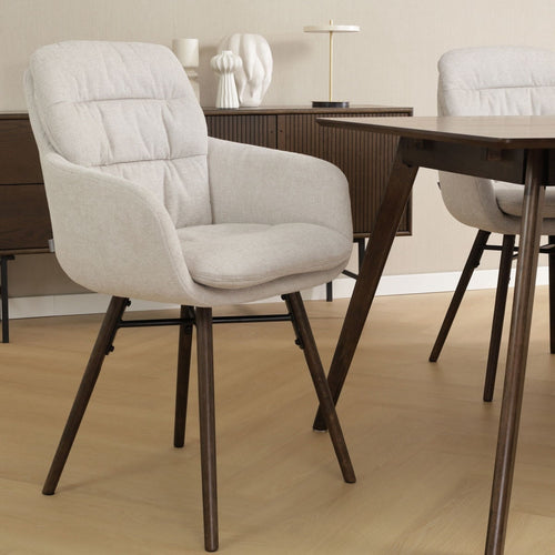 Nolon Nena-Mia Eetkamerstoelen Set van 2 - Beige - Walnoot Hout