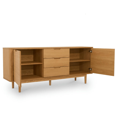 Furnhouse 3-deurs dressoir Nyborg - Natuurlijk eikenhout - MDF, Eikenfineer - 45x180x75