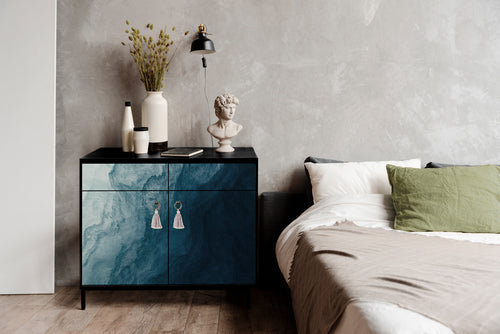Dressoir MDF 2 deuren en 2 lades met Blauwe Oceaan-print - vtwonen shop