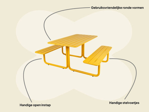 MaximaVida metalen picknicktafel Max okergeel - 150 cm