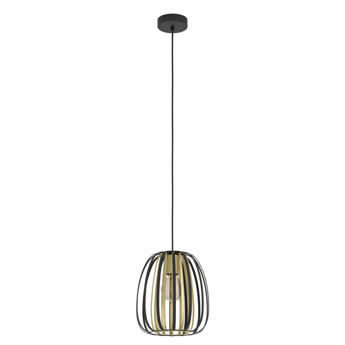 EGLO hanglamp Encinitos - e27 - ø 25,5cm - staal - zwart/goud