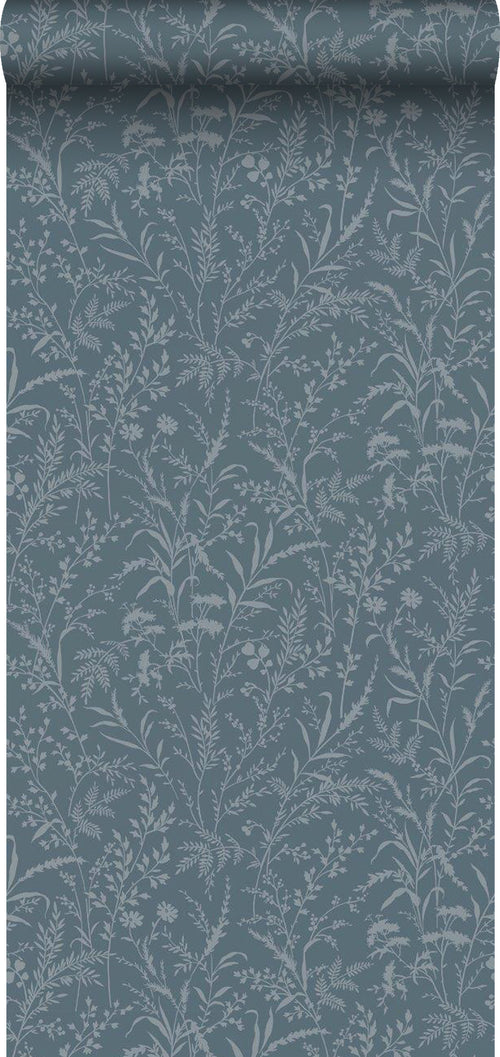 Borastapeter behang veldbloemen vergrijsd blauw - 53 cm x 11.2 m - 660133 - vtwonen shop