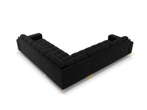Cosmopolitan Design Symmetrische hoekbank Bali 6-zits, flueel, zwart - 256x256x75cm