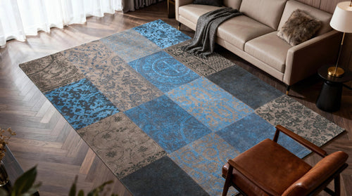 Vintage vloerkleed 8107 Forget Me Not - Blauw - 200 x 280 cm