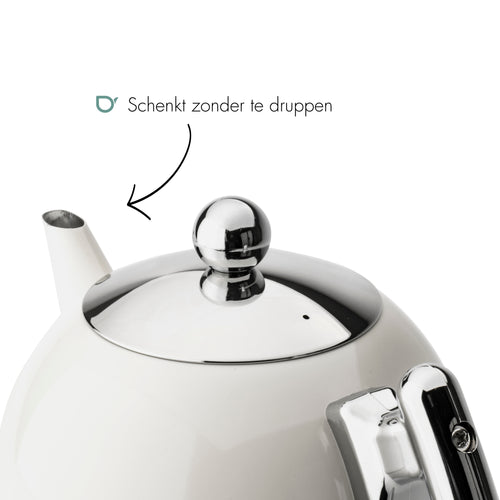 Bredemeijer - Duet® Bella Ronde – Dubbelwandige Theepot – 1,2 liter - RVS - Warm wit - vtwonen shop