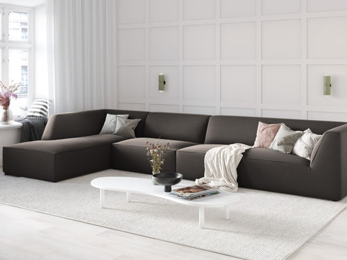 Micadoni linker hoekbank Ruby 5-zits, flueel, donkergrijs - 180x366x69cm