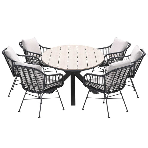 Garden Impressions tuinset Lucas - Tulli zwart - light teak look - 7-delig