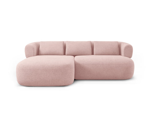 Micadoni linker hoekbank Jenny 5-zits, boucle poederroze - 145x200x73cm