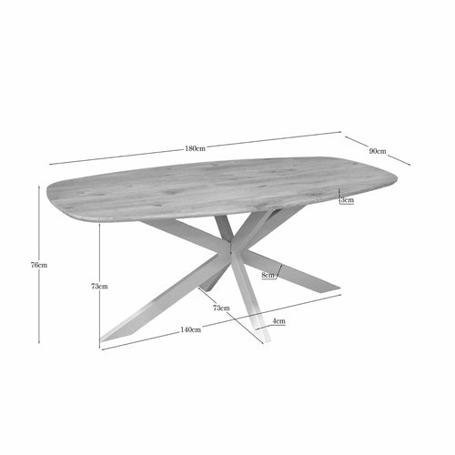 Starfurn Eettafel Ferris - Deens Ovaal Zand/Eikenhout - 180x90x76cm
