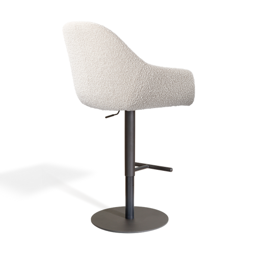 Nolon Niva-Mae tulp barkruk bouclé beige verstelbaar - zwarte poten