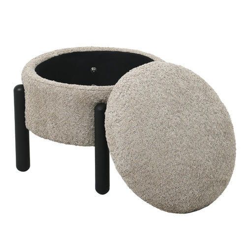 Giga Meubel Poef Charlise - Taupe - Stof/Metaal - 45x45x36cm - vtwonen shop