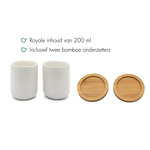 Bredemeijer - Theemok Umea 200ml wit + onderzetter s/2 - vtwonen shop