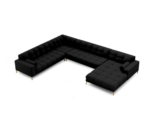 Cosmopolitan Design Panoramische hoekbank links Bali 7-zits, structurele stof, zwart - 256x327x75cm