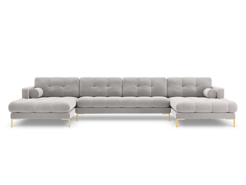 Cosmopolitan Design Panoramische bank Bali 7-zits, flueel, geld - 185x383x75cm