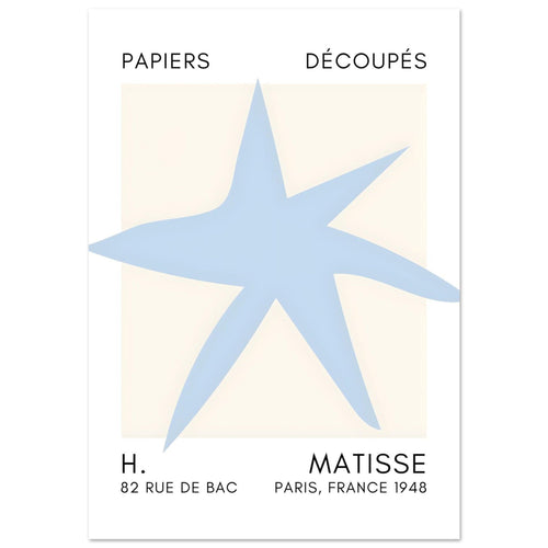 Artfulprints Poster met Lijst Matisse – Star of the sea light blue   - 70x100 cm - Blauw