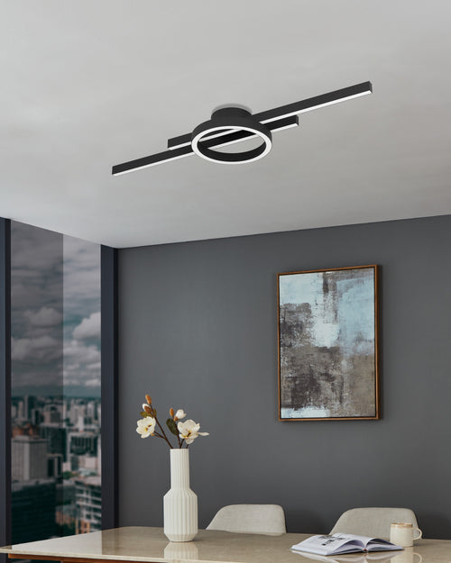 EGLO plafondlamp Amandolo - led - 77,5 cm - zwart/wit - dimbaar