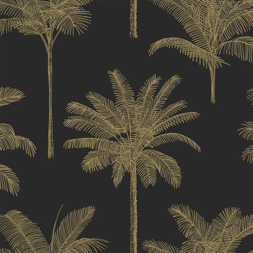 ESTAhome behang palmbomen zwart en goud - 53 cm x 10.05 m - 139322