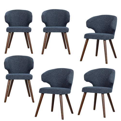 vtwonen eetkamerstoelen Cape - Stof - Blauw - Set van 6 - vtwonen shop