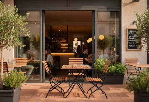 MaximaVida inklapbare acacia tuinset Toscana 120 cm zwart - stoelen zonder armleuning