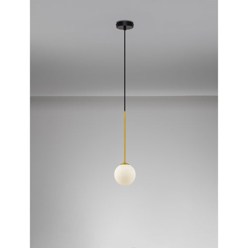 Nova Luce SAVOY Bolvormige hanglamp voor plafond, opaal, satijngoud, matzwart, LED G9 1x5W