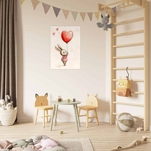 Artfulprints  Konijn met hartjesballon   poster A4 21x29.7 cm - vtwonen shop