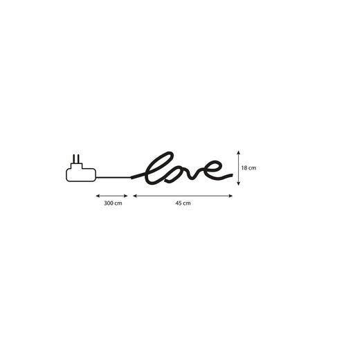 Luca Lighting Love Neonverlichting met Timerfunctie - L45 x B2 x H18 cm - Roze