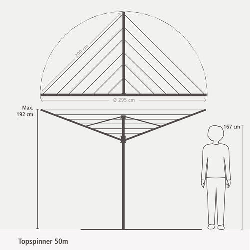 Brabantia Droogmolen Topspinner - 50 meter  - met grondanker en beschermhoes - vtwonen shop