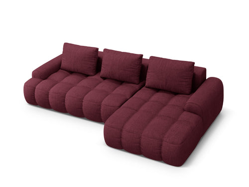 Cosmopolitan Design Converteerbare hoekbank rechts met opbergdoos Linz 3-zits, structurele stof bordeaux - 142x275x84cm