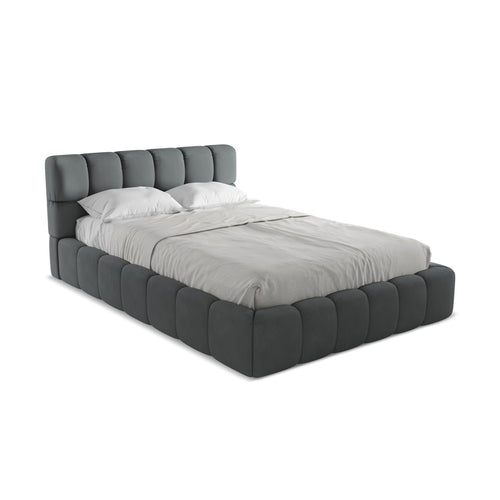 LaMiaSofa Bed met opbergruimte Roma - chenille stof - grafiet - 160x228x82