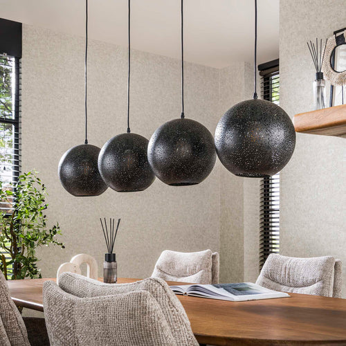 Giga Meubel Hanglamp Zip - Zwart Metaal - 4-Lichts - 130x25x150cm