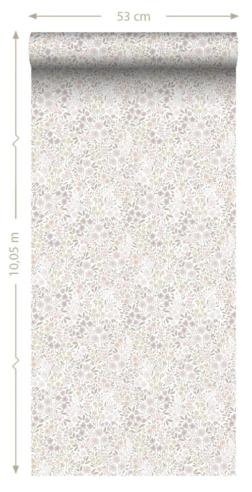 ESTAhome behang bloemetjes lila roze - 53 cm x 10.05 m - 139531