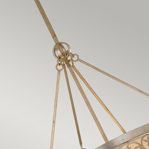 Elstead Arabesque - Cilindrische hanglamp blad zilver, 4 lichtbronnen, E27